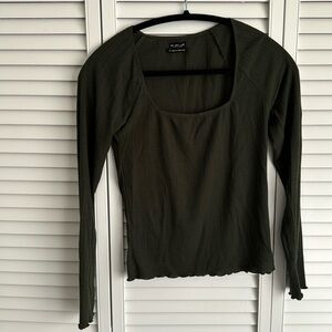 Green long sleeve square neck top from urban outfitters